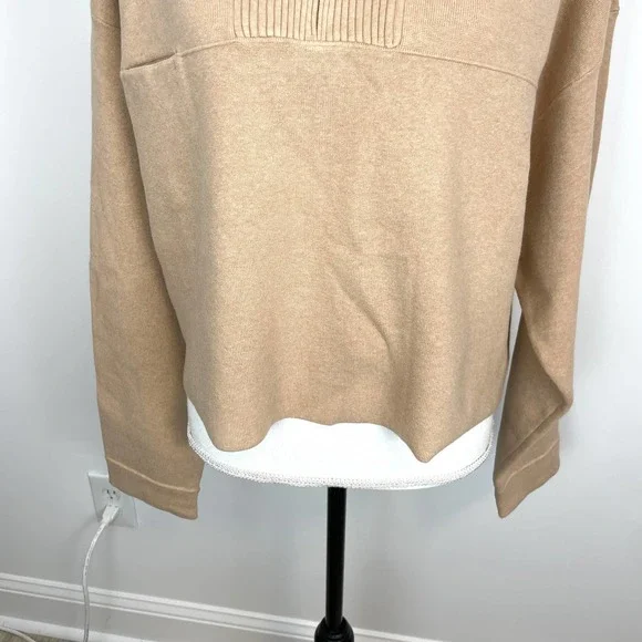 Lunya Cozy Cotton Silk Zip Pullover Sweater In Tranquil Tan Size XL New - Picture 5 of 13